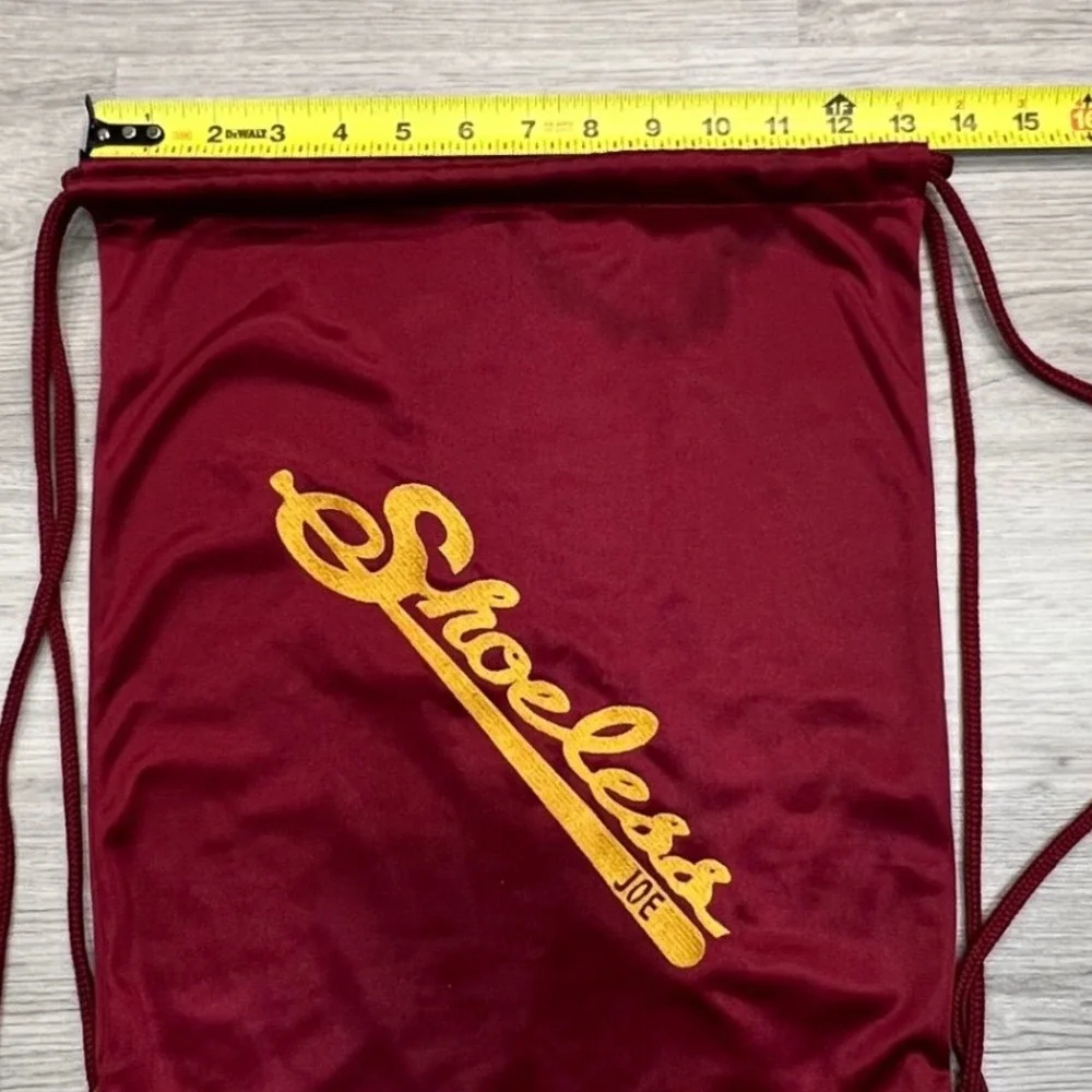 Shoeless Joe Baseball‎ Drawstring Backpack Maroon Gold Leather Accents
